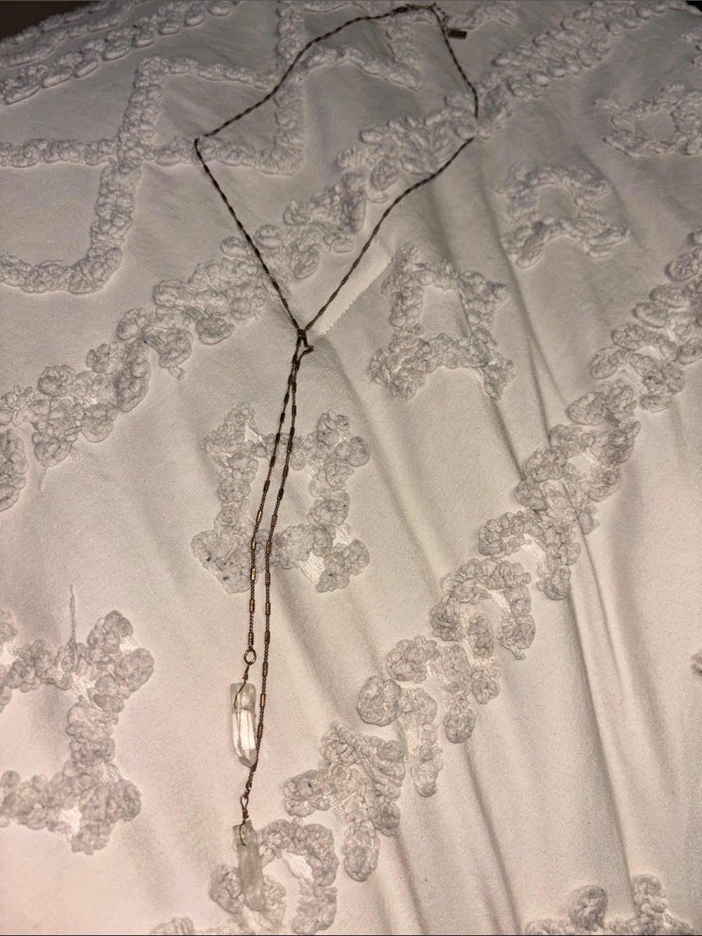 American Eagle Gold Tone Lariat Necklace with Clear Crystal Points